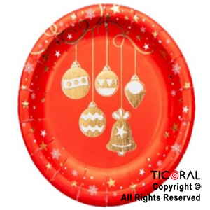 PLATO NAVIDAD BOLAS CON STAMPING x 8